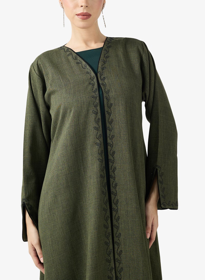 hayas closet Embroidered Abaya With Sheila - Image 3